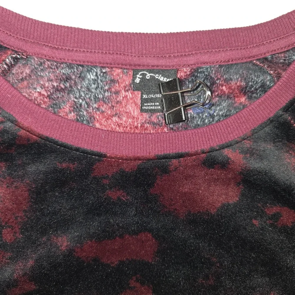 Art Class Girls Cropped Sweatshirt Tie Dye Red Black‎ Size XL 14/16